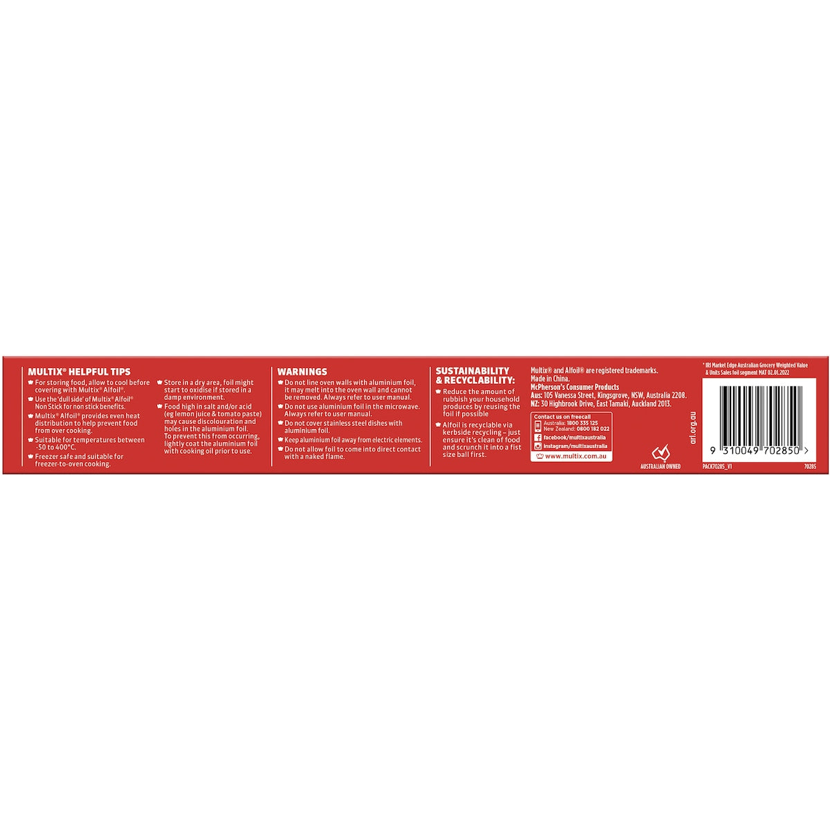 Multix Alfoil Non Stick 20 Metres Each