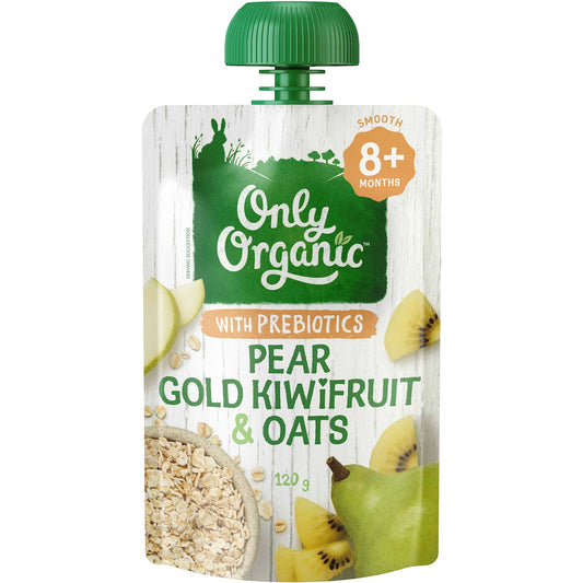 Only Organic Pear Gold Kiwifruit & Oats with Prebiotics 8+ Months 120g