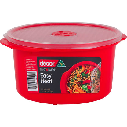 Decor Microsafe Easy Heat Round Container 1.5l Each