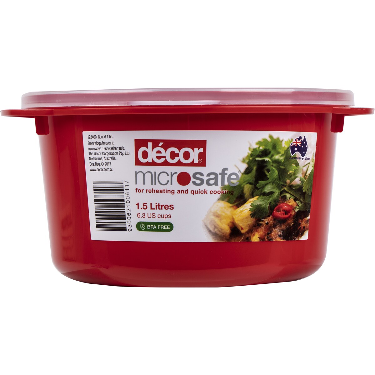 Decor Microsafe Microwavable Round Container 1.5l