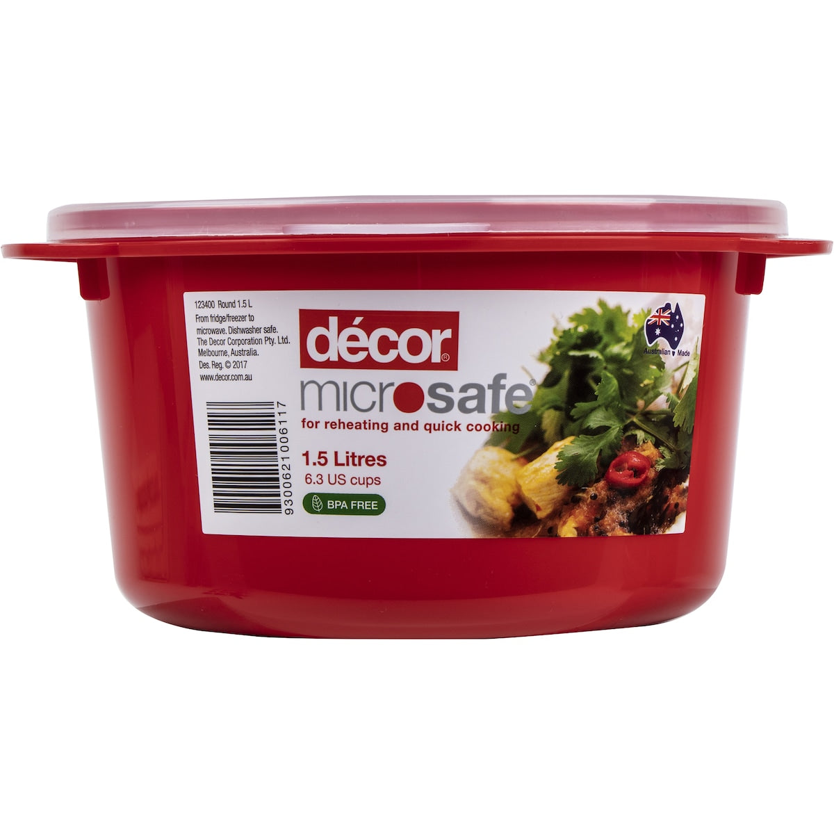 Decor Microsafe Easy Heat Round Container 1.5l Each