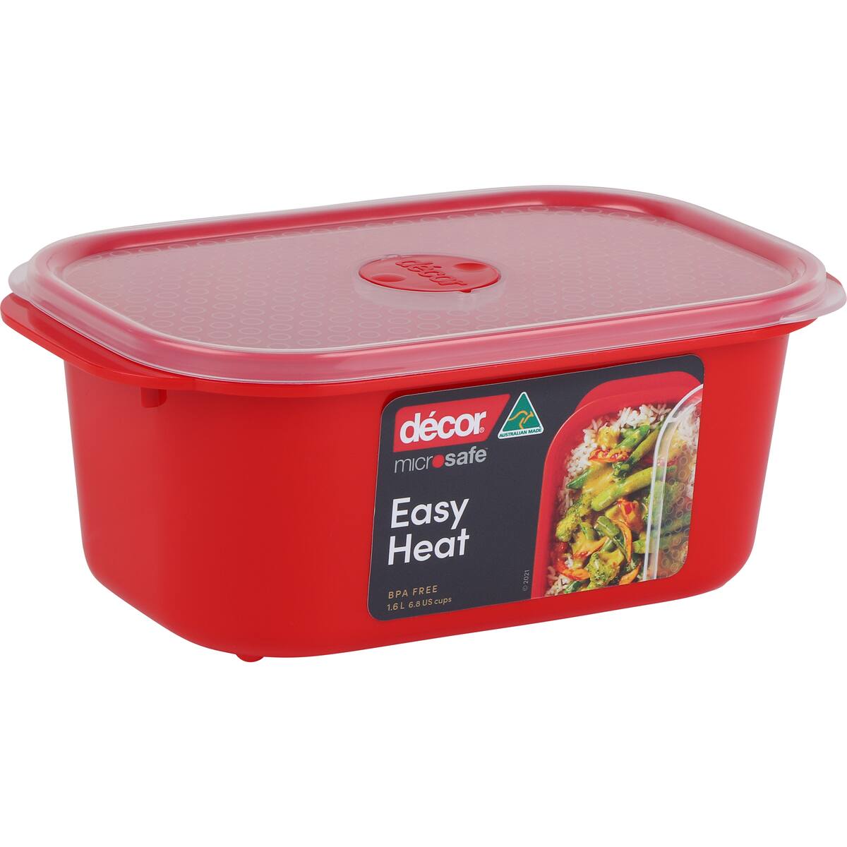 Decor Microsafe Easy Heat Oblong Container 1.6l Each