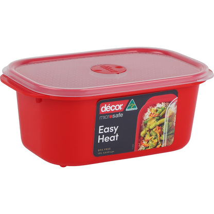 Decor Microsafe Easy Heat Oblong Container 1.6l Each
