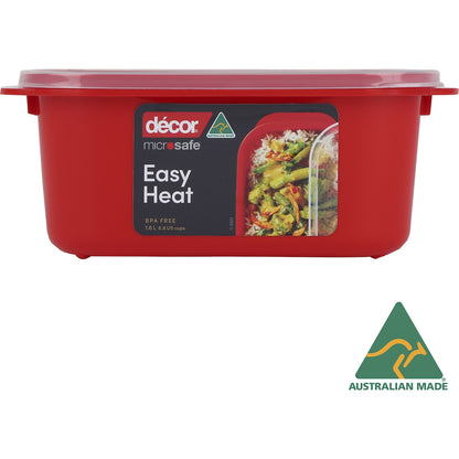 Decor Microsafe Easy Heat Oblong Container 1.6l Each