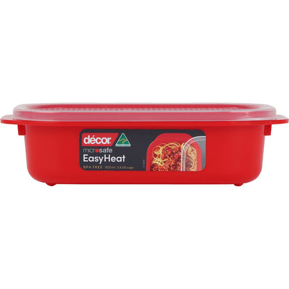 Decor Microsafe Easy Heat Oblong Container 900ml Each