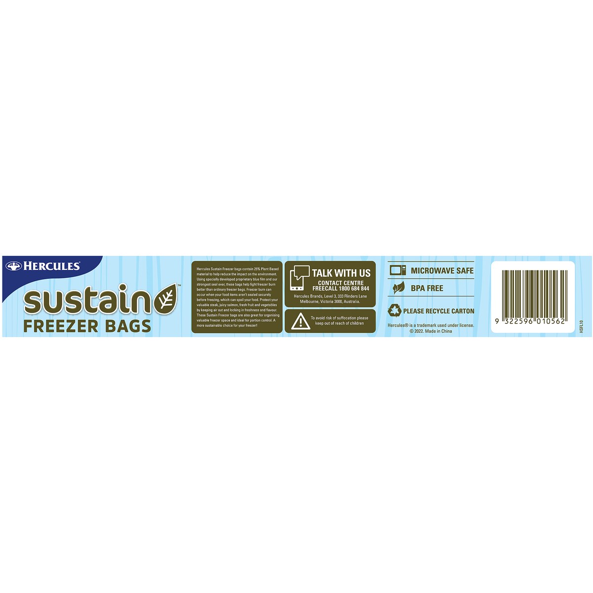 Hercules Sustain Freezer Bags Twin Zip Large 10 Pack