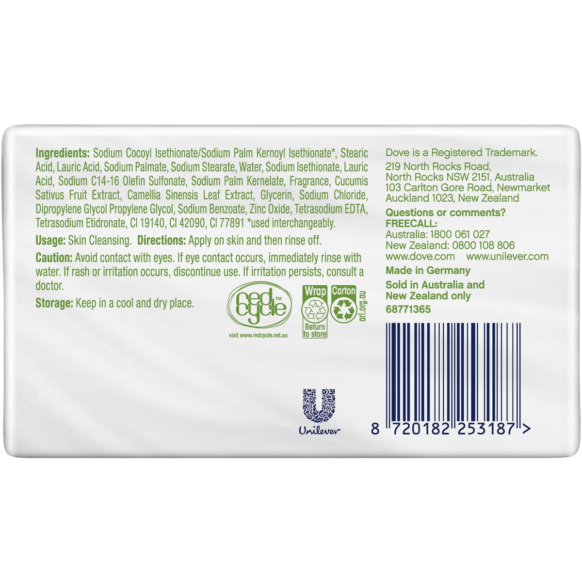 Dove Beauty Cream Bar Cucumber 4 X 90 G