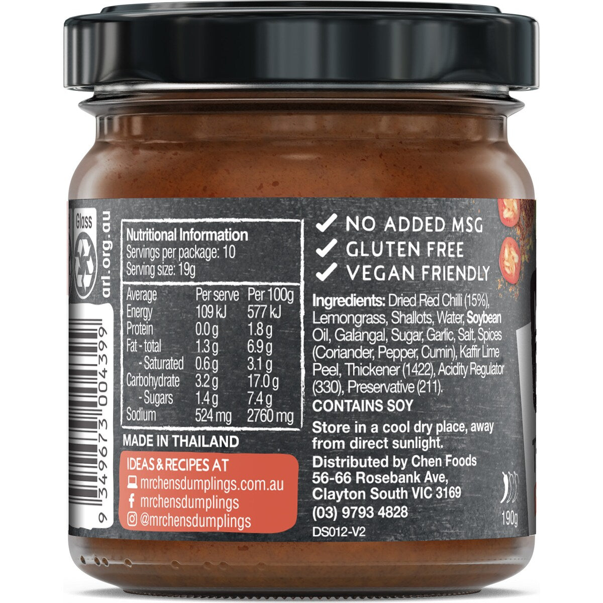 Mr Chens Thai Red Curry Paste 190g