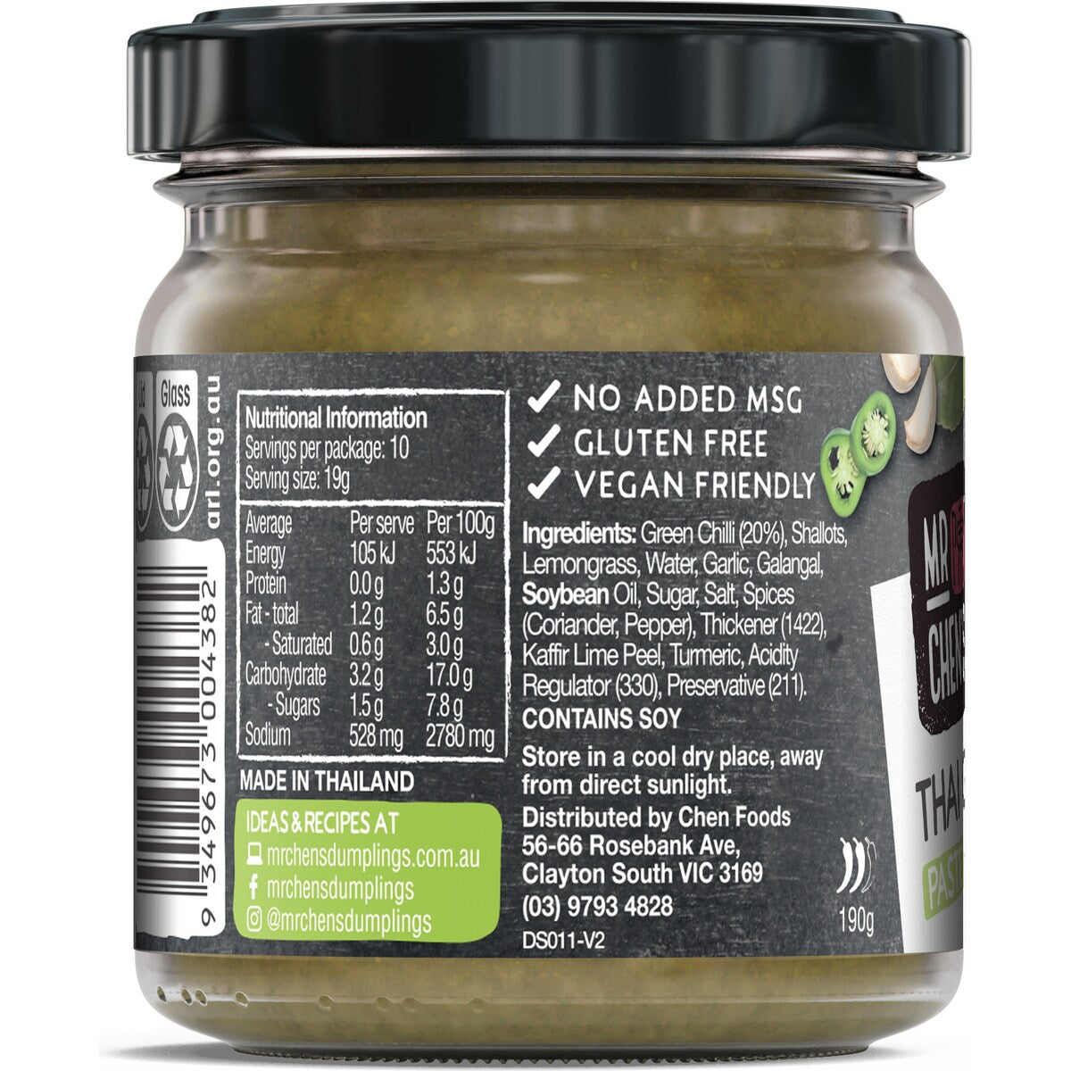 Mr Chens Thai Green Curry Paste 190g