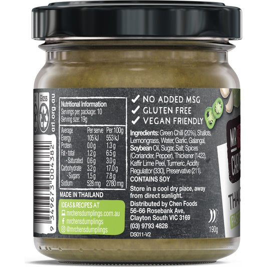 Mr Chens Thai Green Curry Paste 190g