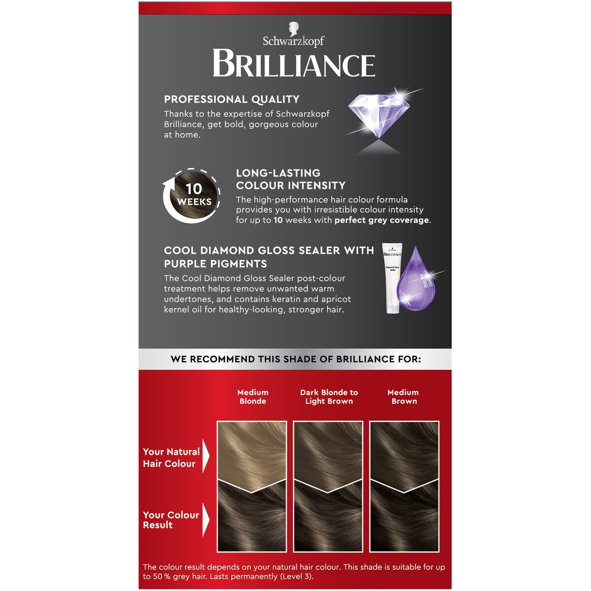 Schwarzkopf Brilliance Brown Hair Dye 73 Frosty Cool Brown Hair Colour each