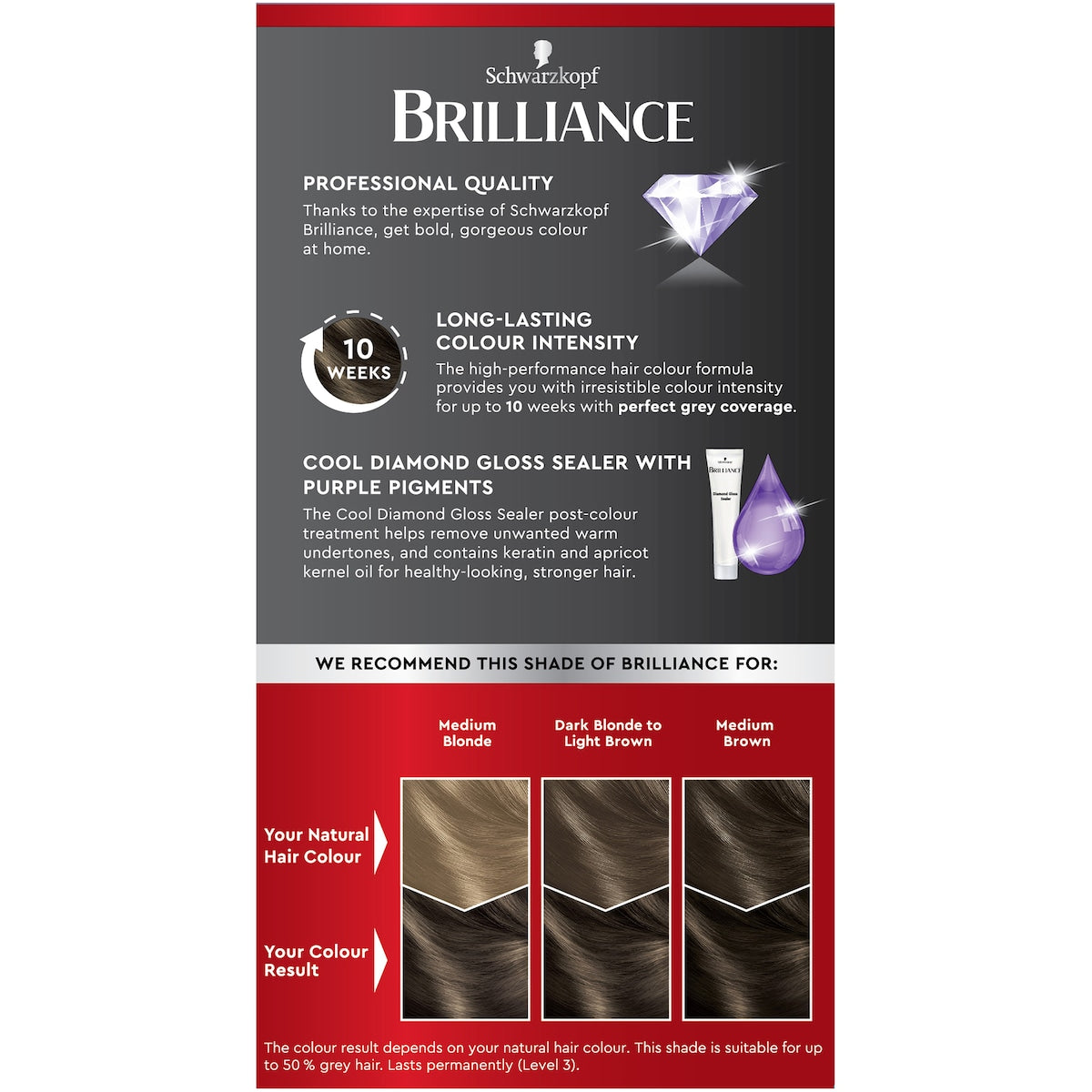 Schwarzkopf Brilliance Permanent Hair Colour Frosty Cool Brown Each