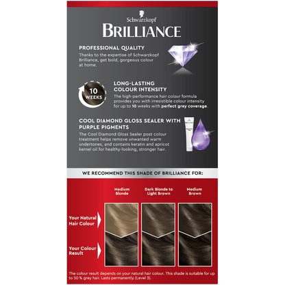 Schwarzkopf Brilliance Permanent Hair Colour Frosty Cool Brown Each