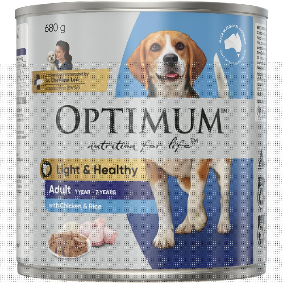 Optimum Light & Healthy With Chicken & Rice Wet Dog Food 680g