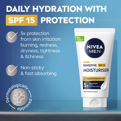 Nivea Men Sensitive Protective Moisturiser Spf 15 75ml