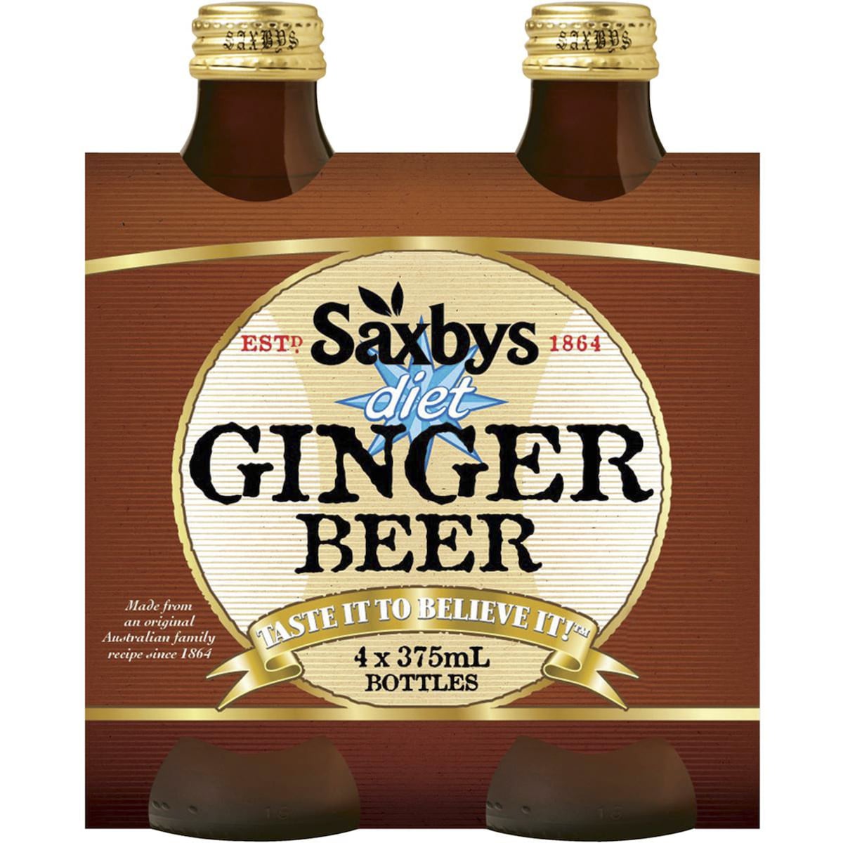 Saxbys Diet Ginger Beer 375ml X 4 Pack