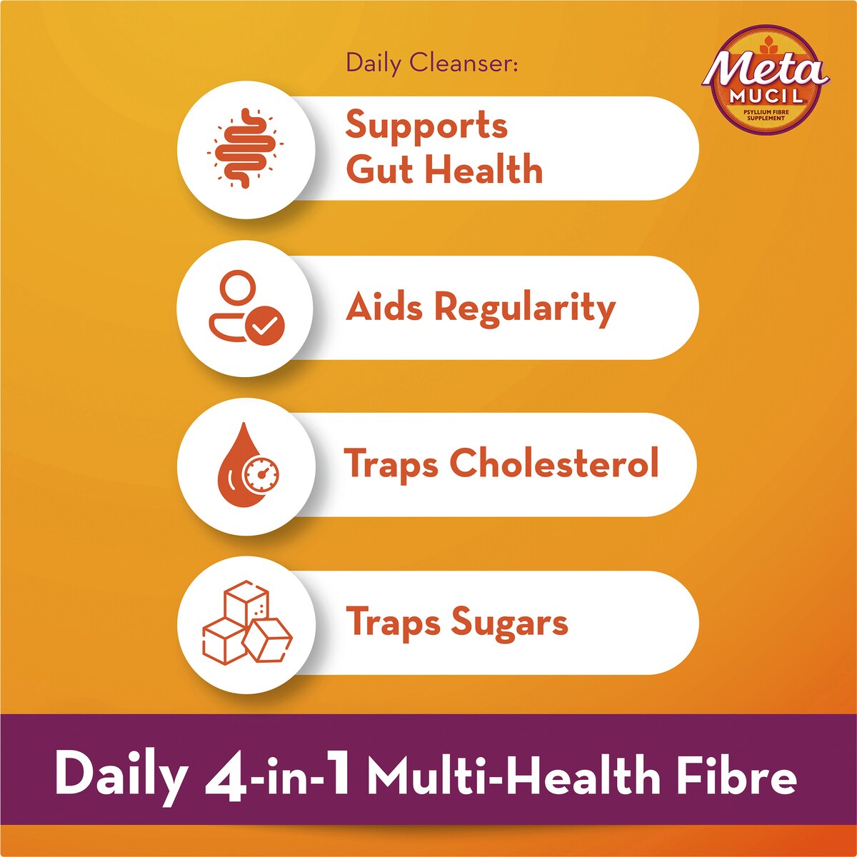 Metamucil Orange Smooth Fibre Powder 114 Doses 673g