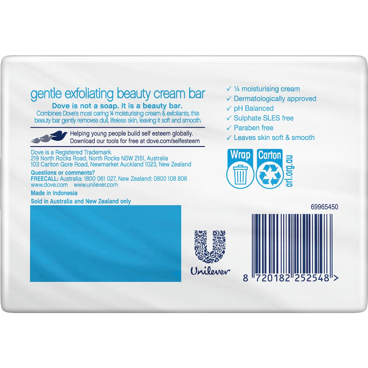 Dove Beauty Bar Gentle Exfoliating 90g X 4 Pack