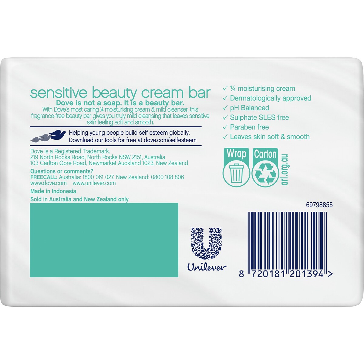 Dove Beauty Cream Bar Sensitive 2 X 90 G