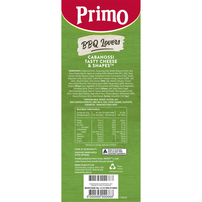 Primo Trios Cabanossi Cheese & Arnotts Bbq Shapes 50g