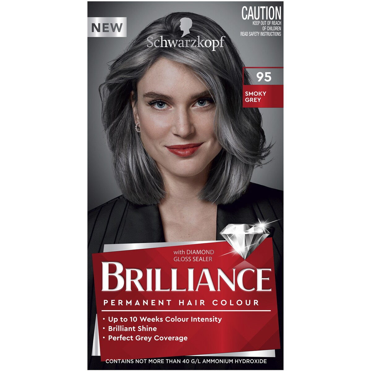 Schwarzkopf Brilliance Grey Hair Dye 95 Smoky Grey Hair Colour each