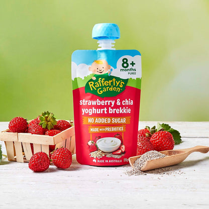 Raffertys Garden Strawberry & Chia Yoghurt Brekkie Baby Food 8+ Months 120g