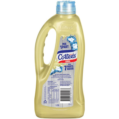 Cottee's Zero Sugar Cordial Lemon Cordial Lemon Crush Bottle 1L
