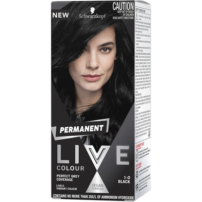 Schwarzkopf Live Colour Permanent Hair Dye Black Each