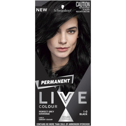 Schwarzkopf Live Colour Black Hair Dye 1-0 Black Permanent each