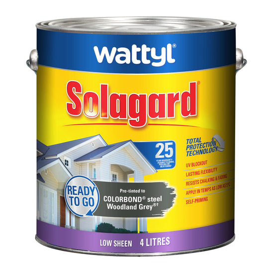 Wattyl Solagard Exterior Paint - 4L - Woodland Grey - Low Sheen