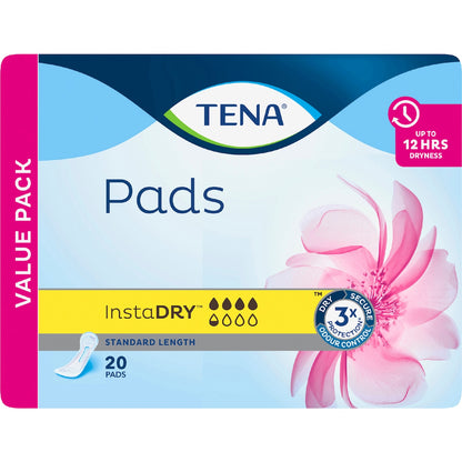 Tena Incontinence Pads Instadry Standard Length 20 Pack