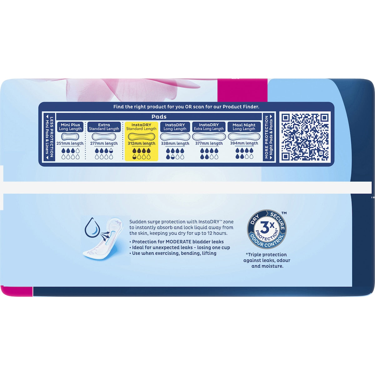 Tena Incontinence Pads Instadry Standard Length 20 Pack