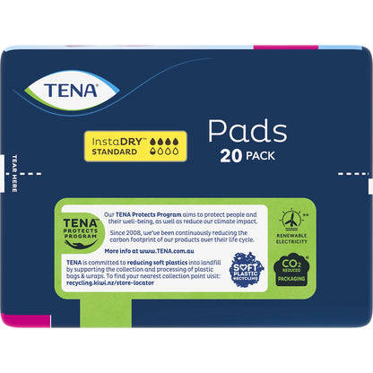 Tena Incontinence Pads Instadry Standard Length 20 Pack