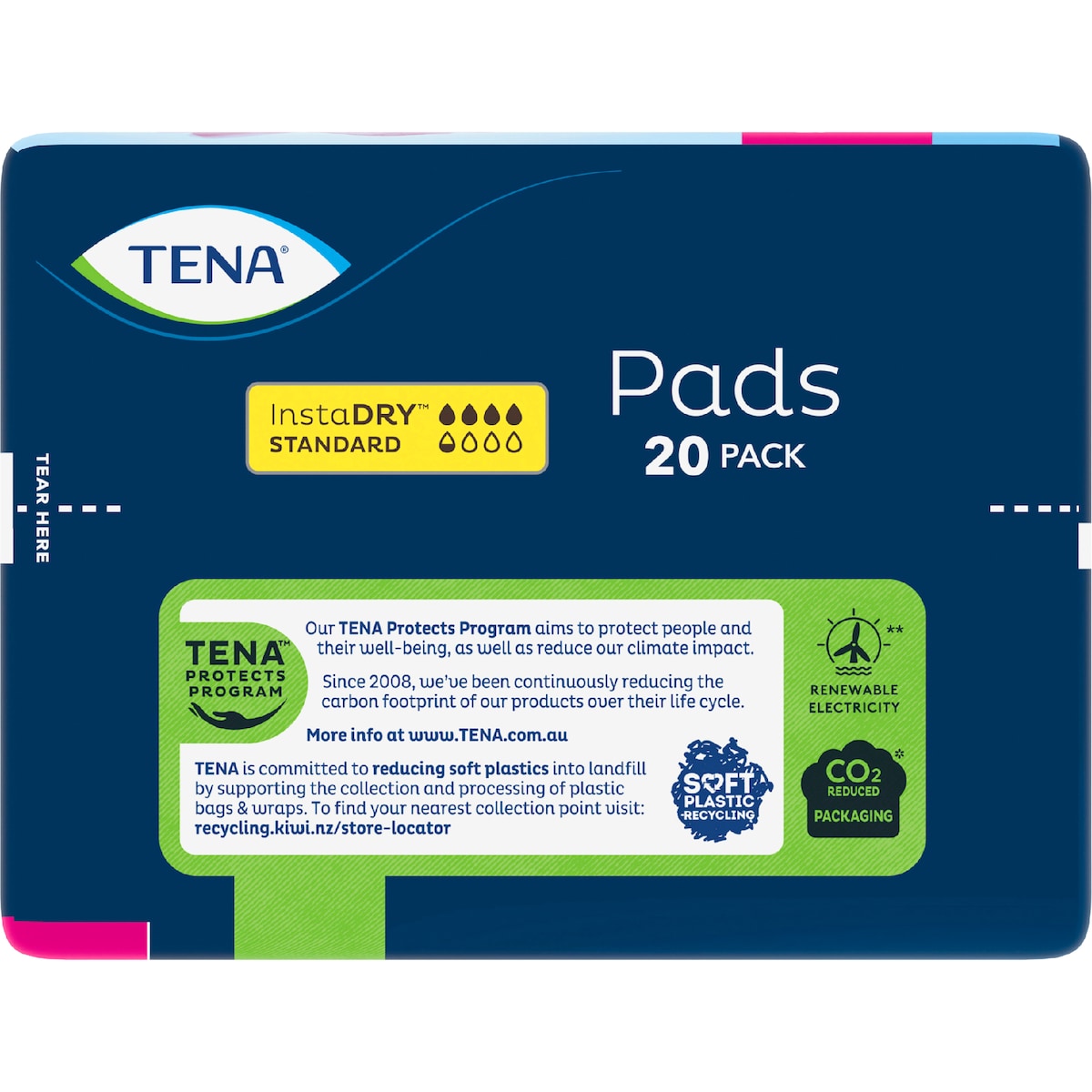 Tena Incontinence Pads Instadry Standard Length 20 Pack
