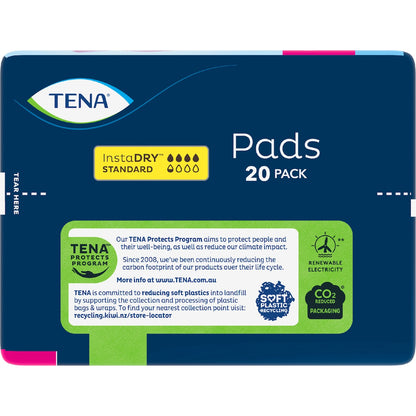 Tena Incontinence Pads Instadry Standard Length 20 Pack
