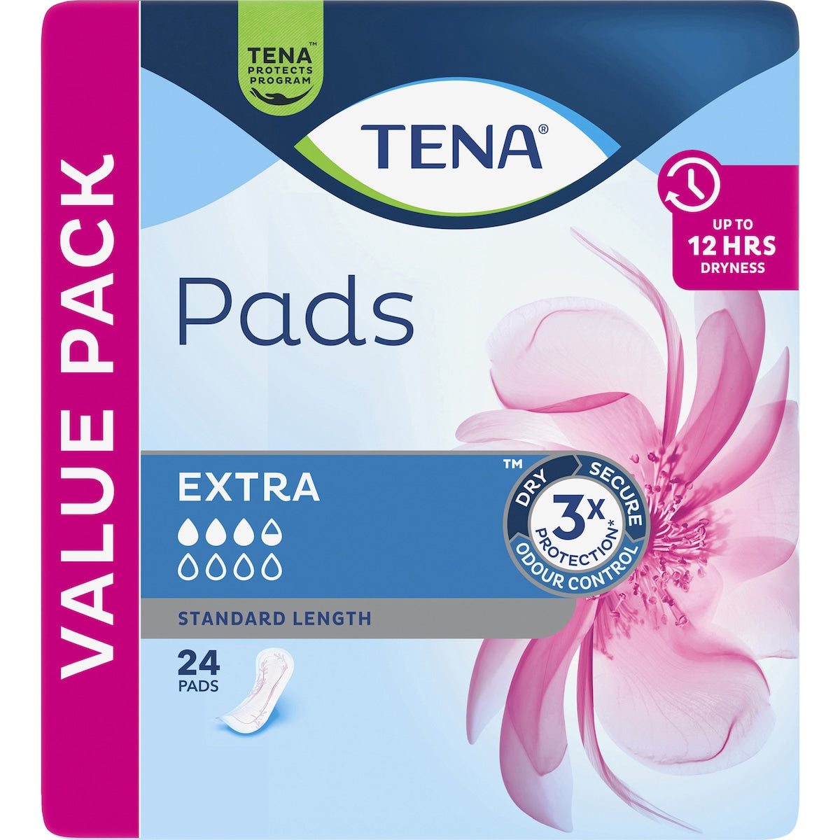 Tena Incontinence Pads Extra Standard Length 24 Pack