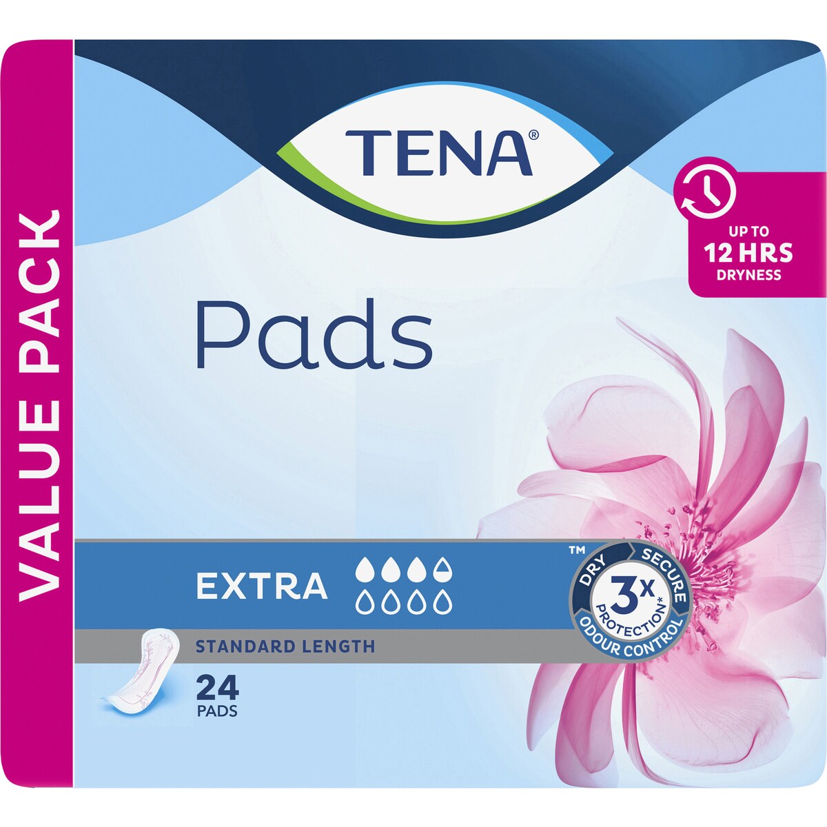 Tena Pads Extra Standard Length 24 Pack