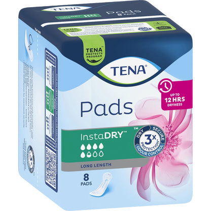 Tena Incontinence Pads Instadry Long Length 8 Pack