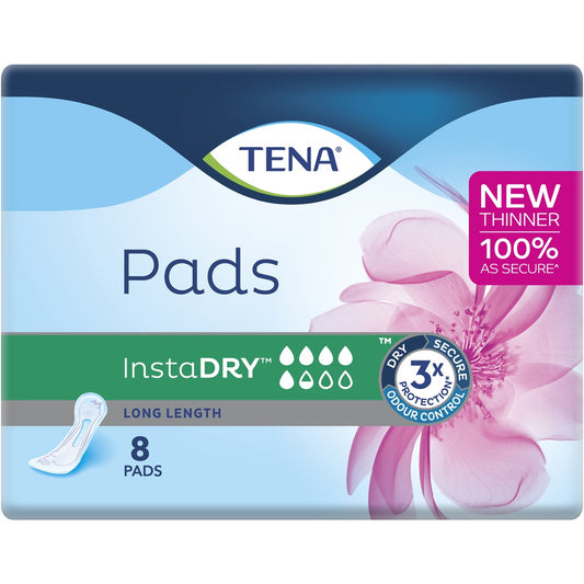 Tena Pads Instadry Long Length 8 Pack