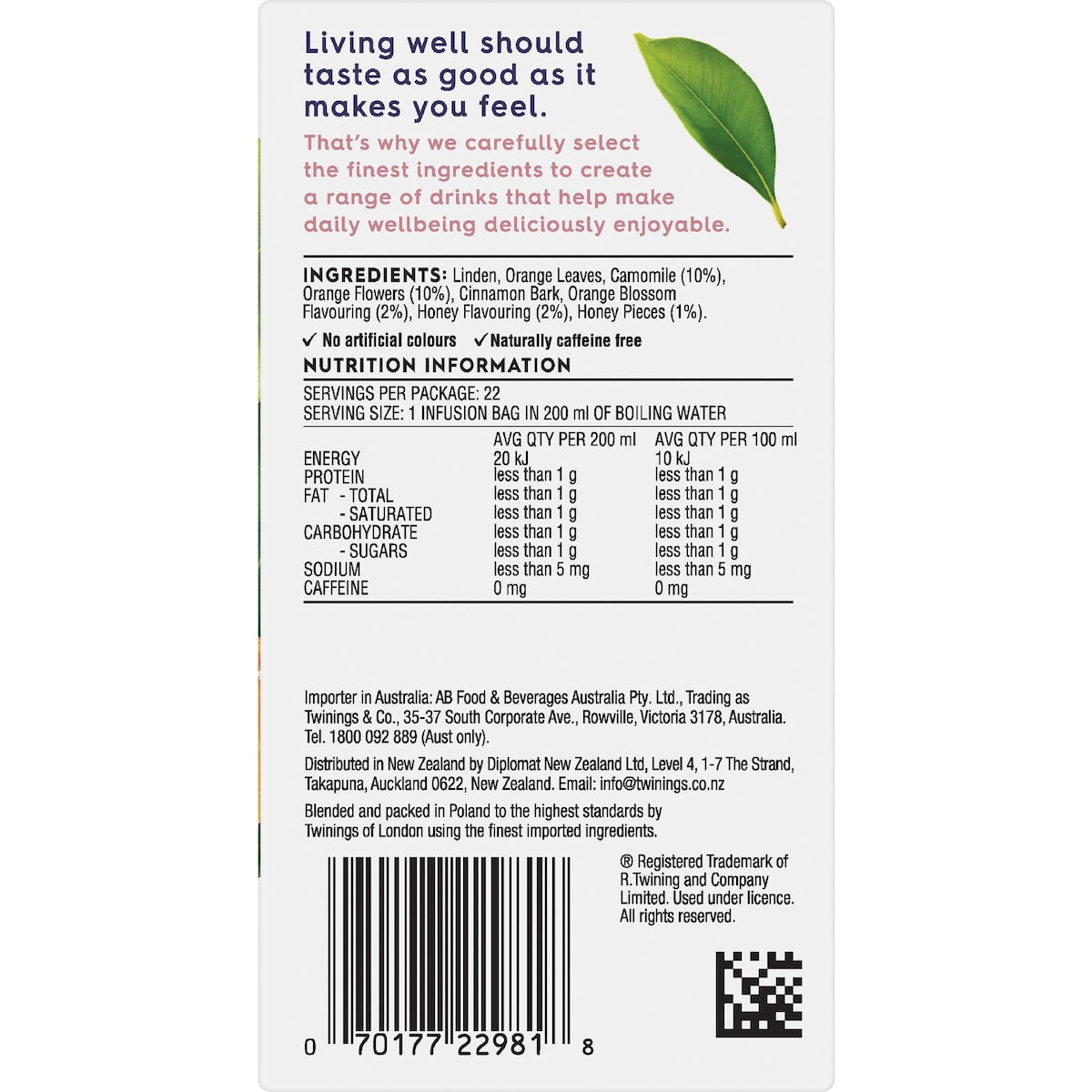 Twinings Sleep Well Tea Bags 22 Pack