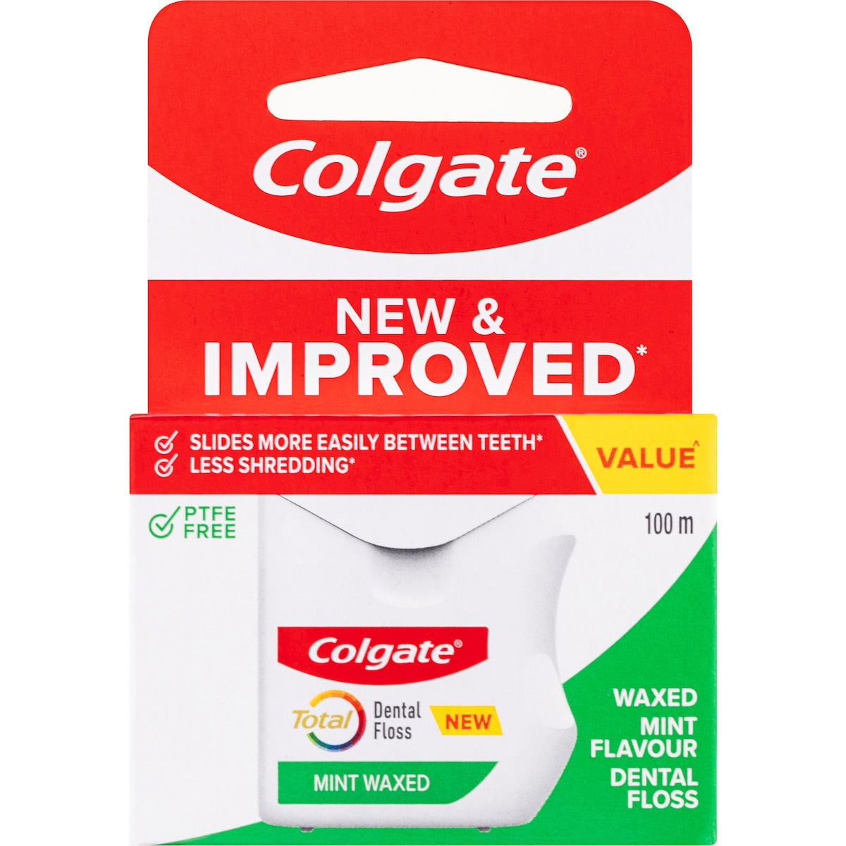 Colgate Total Dental Floss Mint Waxed Flavour Value 100m Each