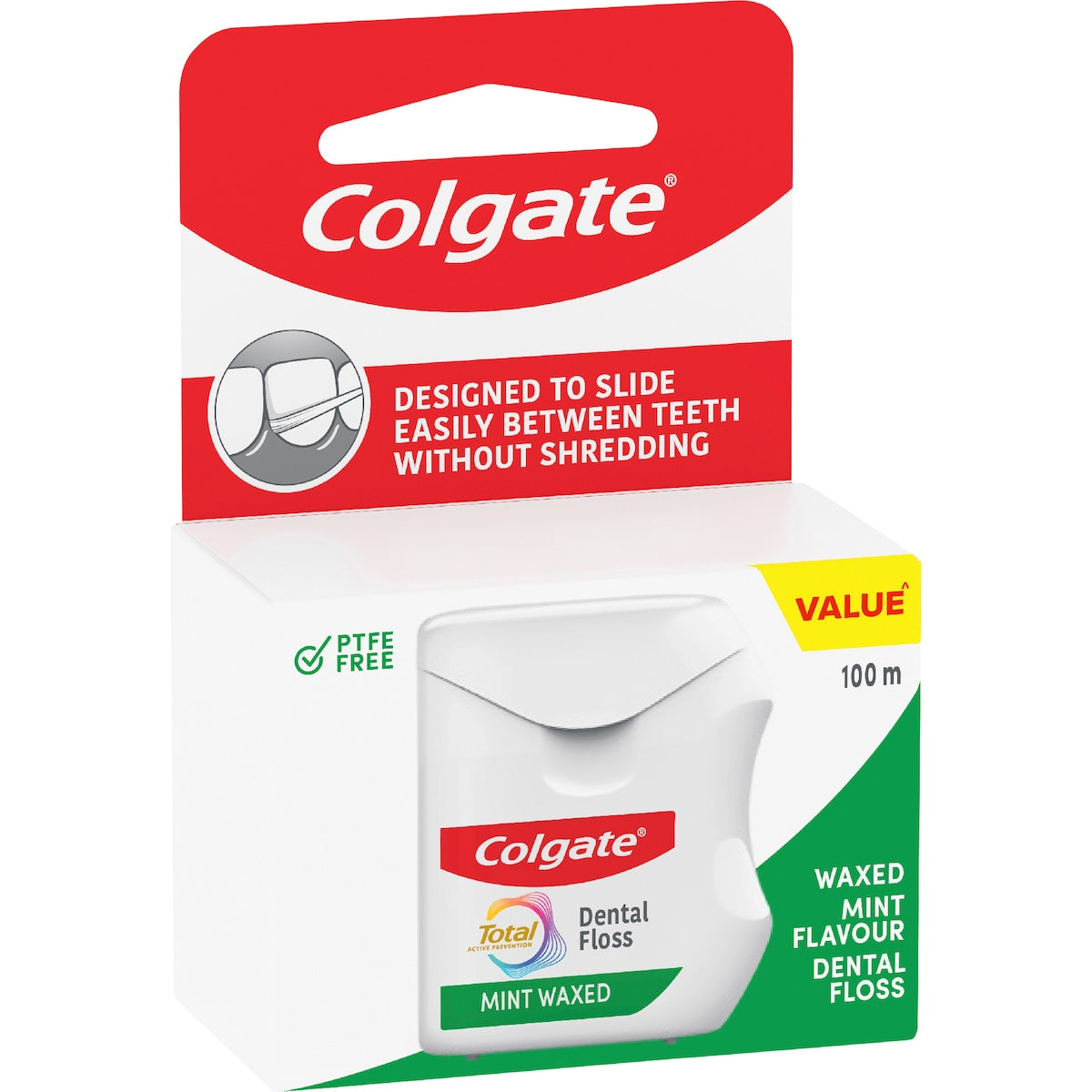 Colgate Total Dental Floss Mint Waxed Flavour Value 100m Each