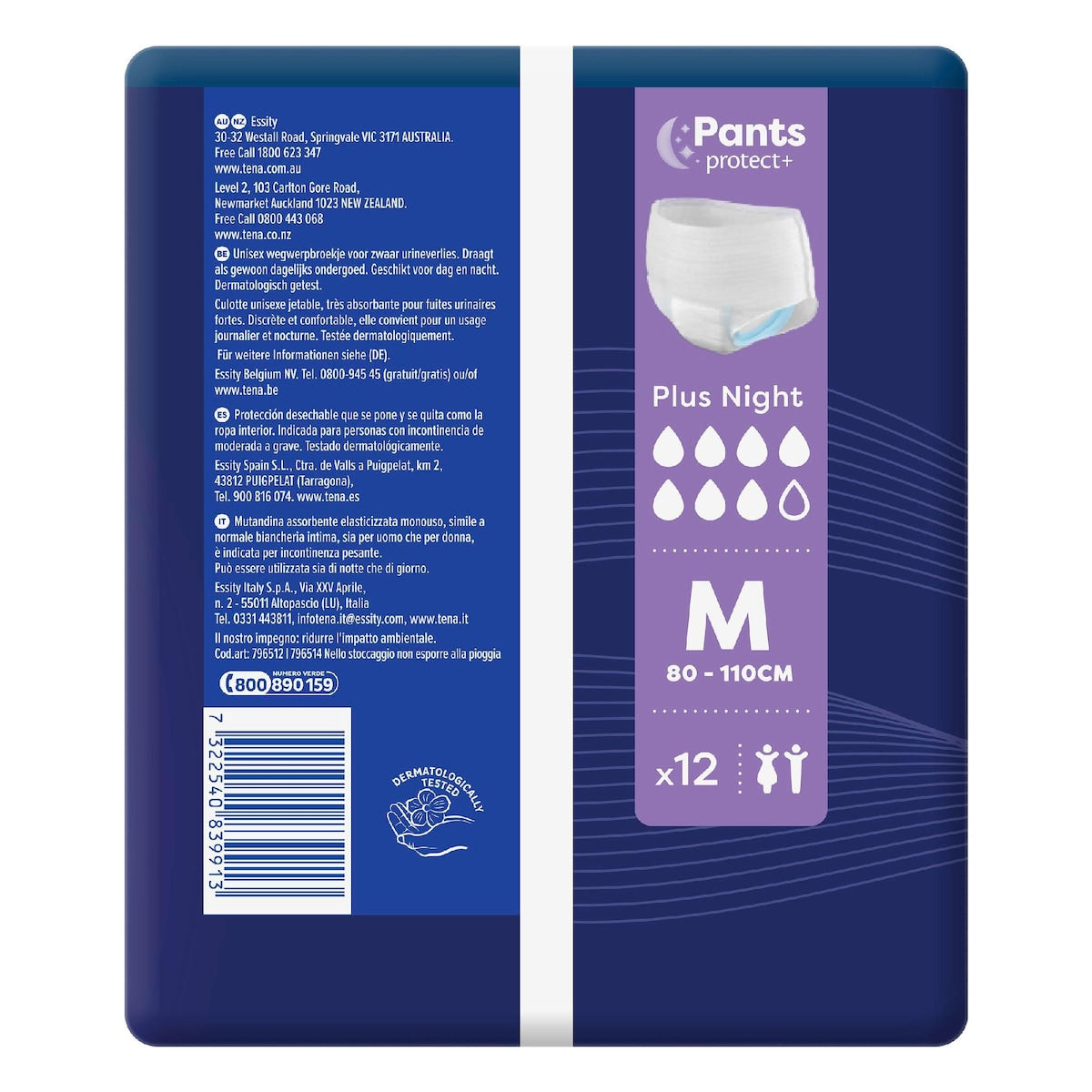 Tena Incontinence Pants Plus Night Size M 12 Pack