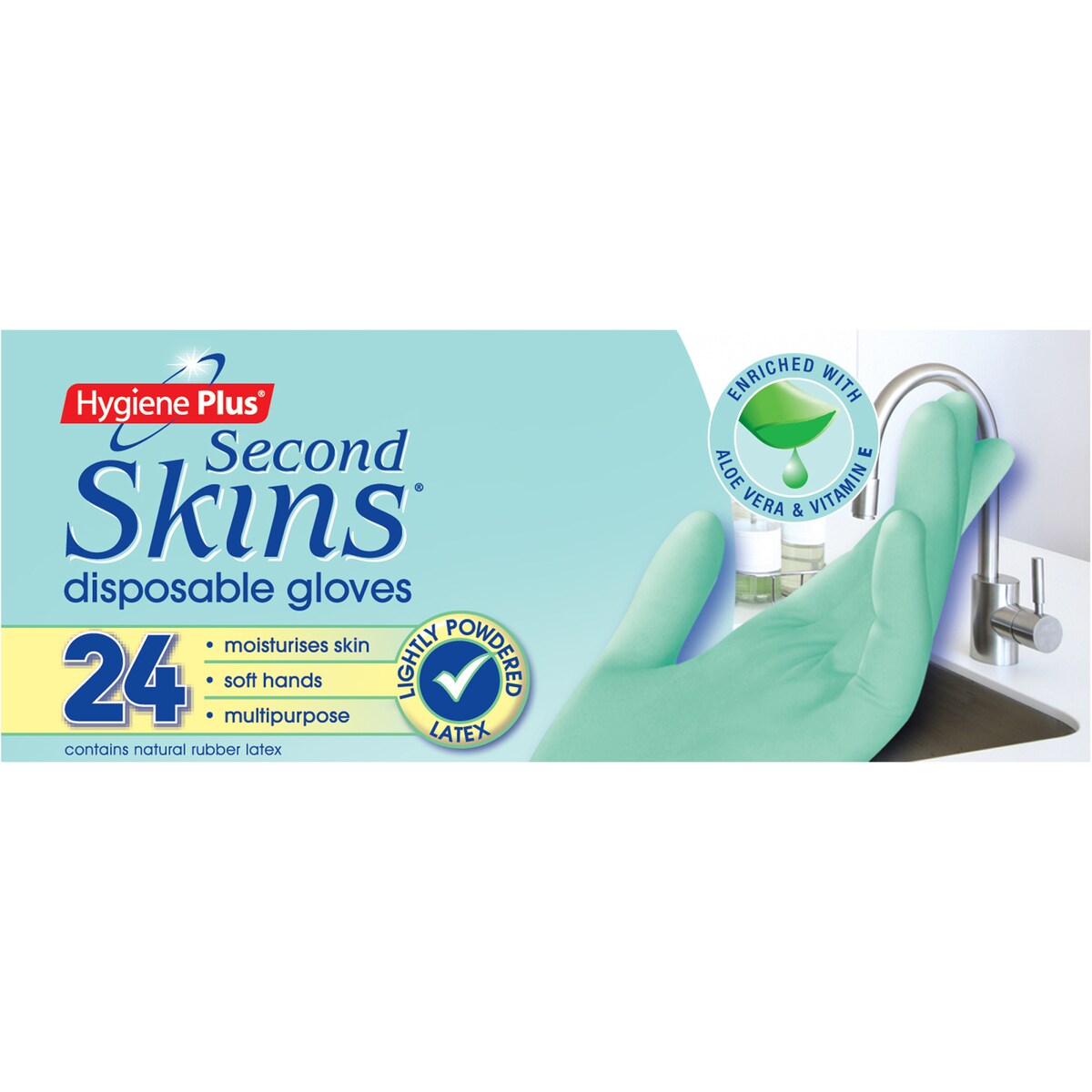 Hygiene Plus Second Skin Latex Gloves Disposable 24 pack
