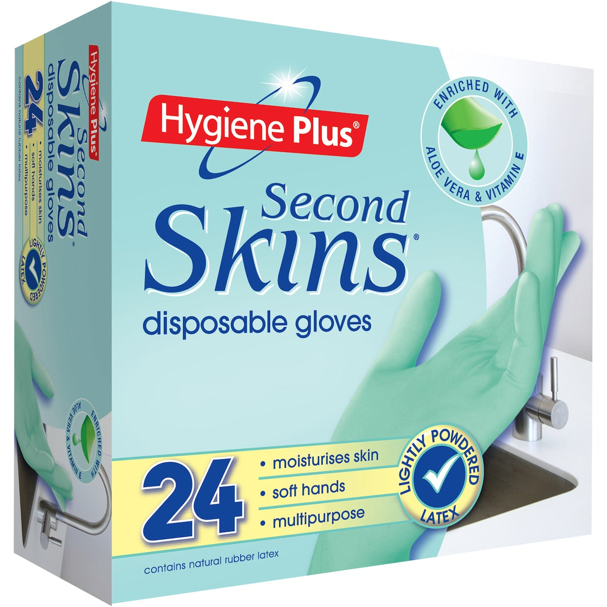 Hygiene Plus Second Skin Latex Gloves Disposable 24 pack