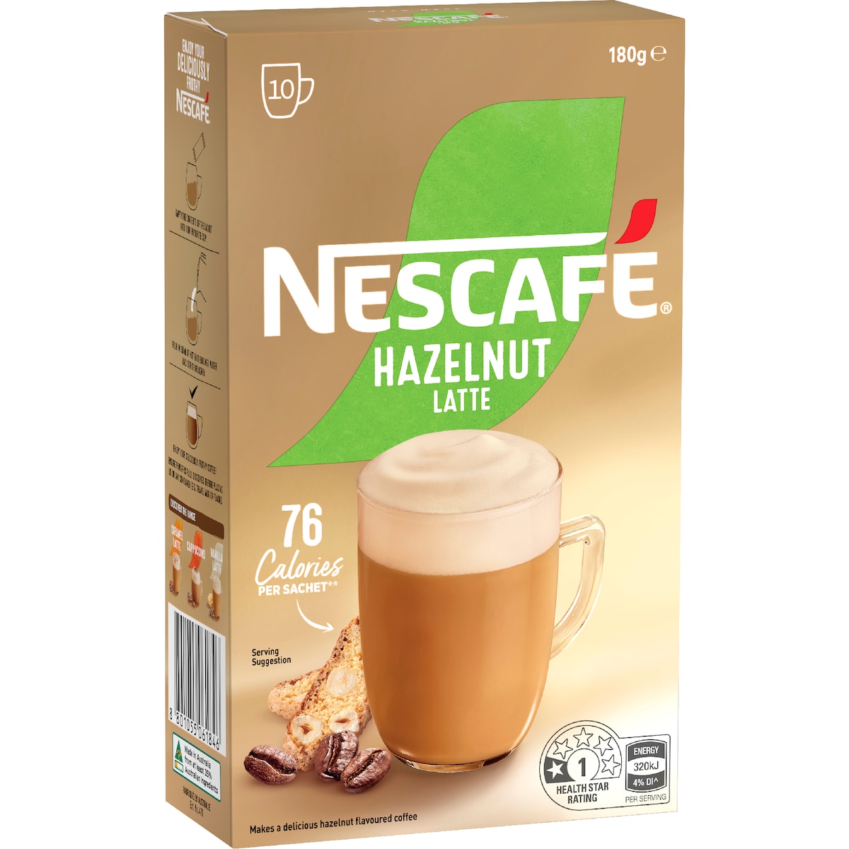Nescafe Hazelnut Latte Coffee Sachets 10 Pack