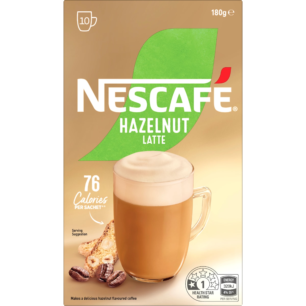 Nescafe Hazelnut Latte Coffee Sachets 10 Pack