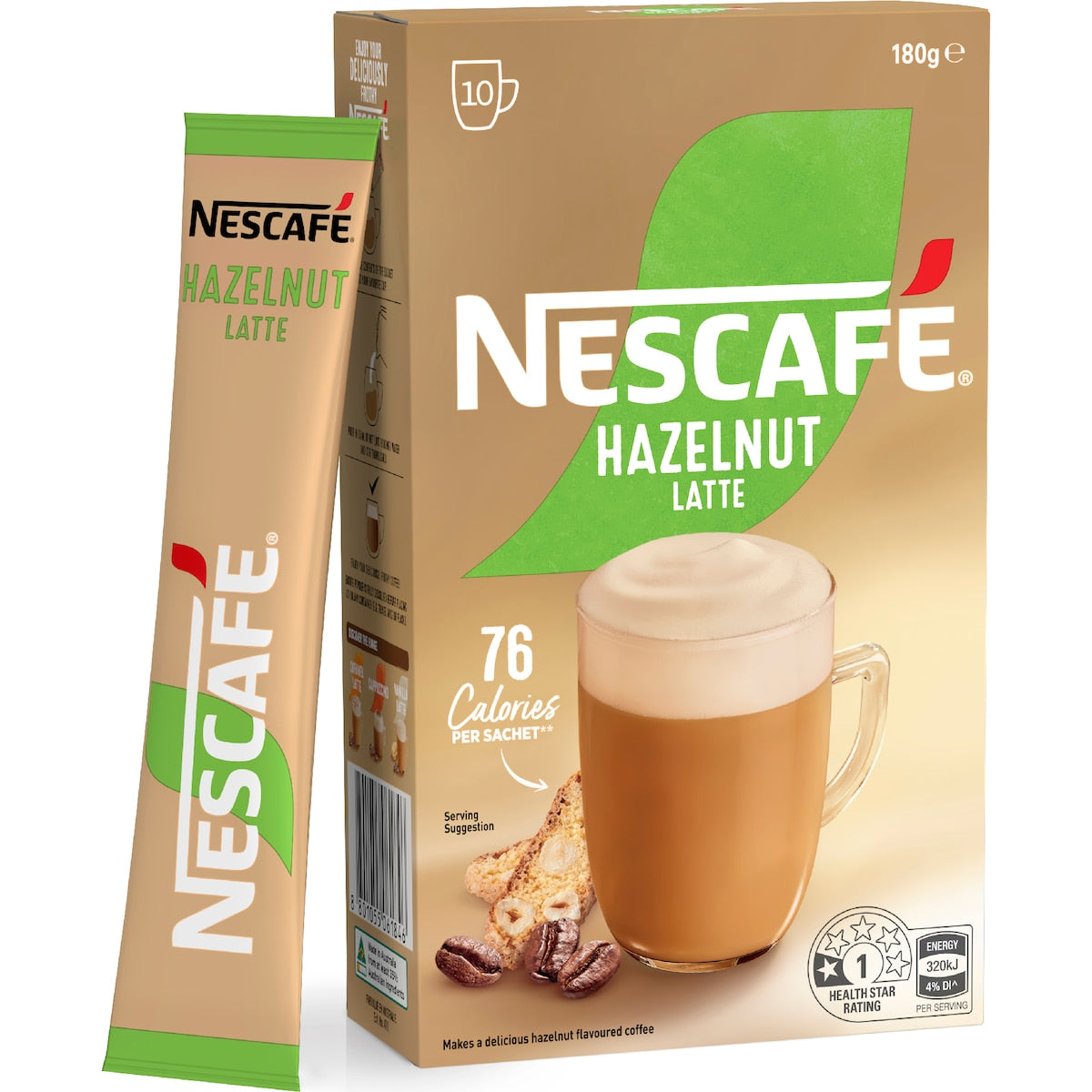 Nescafe Hazelnut Latte Coffee Sachets 10 Pack