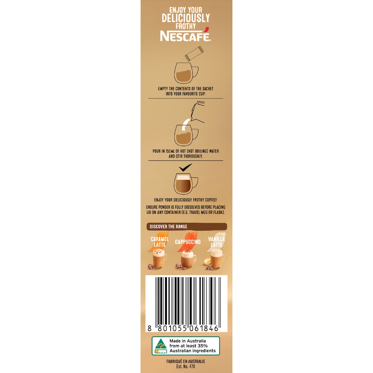 Nescafe Hazelnut Latte Coffee Sachets 10 Pack