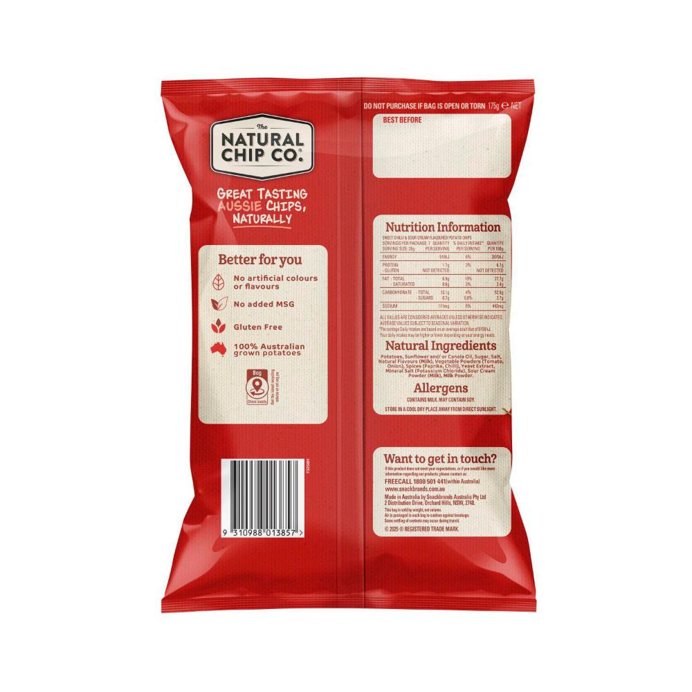 Natural Chip Co. Chips Swt Chilli Sour Crm - 175 GRAM